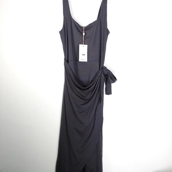 New Quince Carbon Gray Tencel Jersey Side Tie Dress Midi Wrap Women Small 404880 - Picture 3 of 11